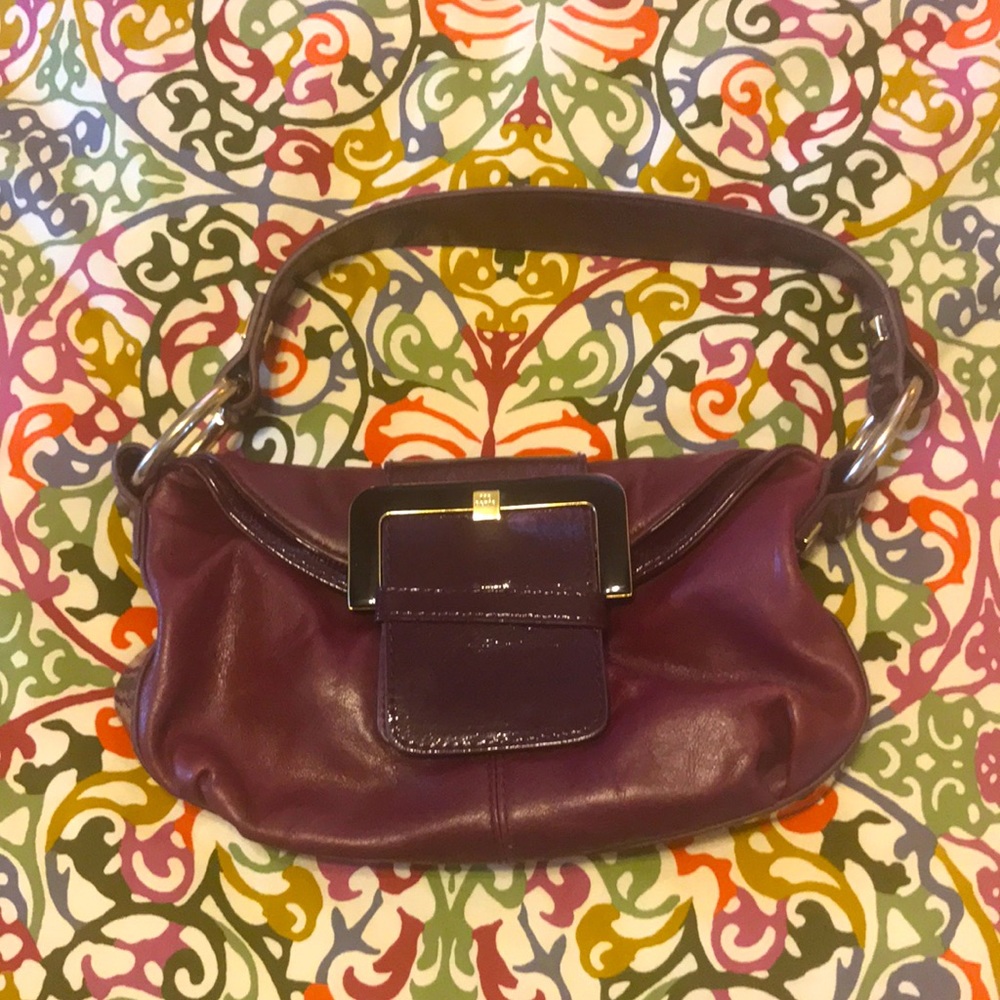 Ted Baker Plum Leather Convertible Bag /Clutch